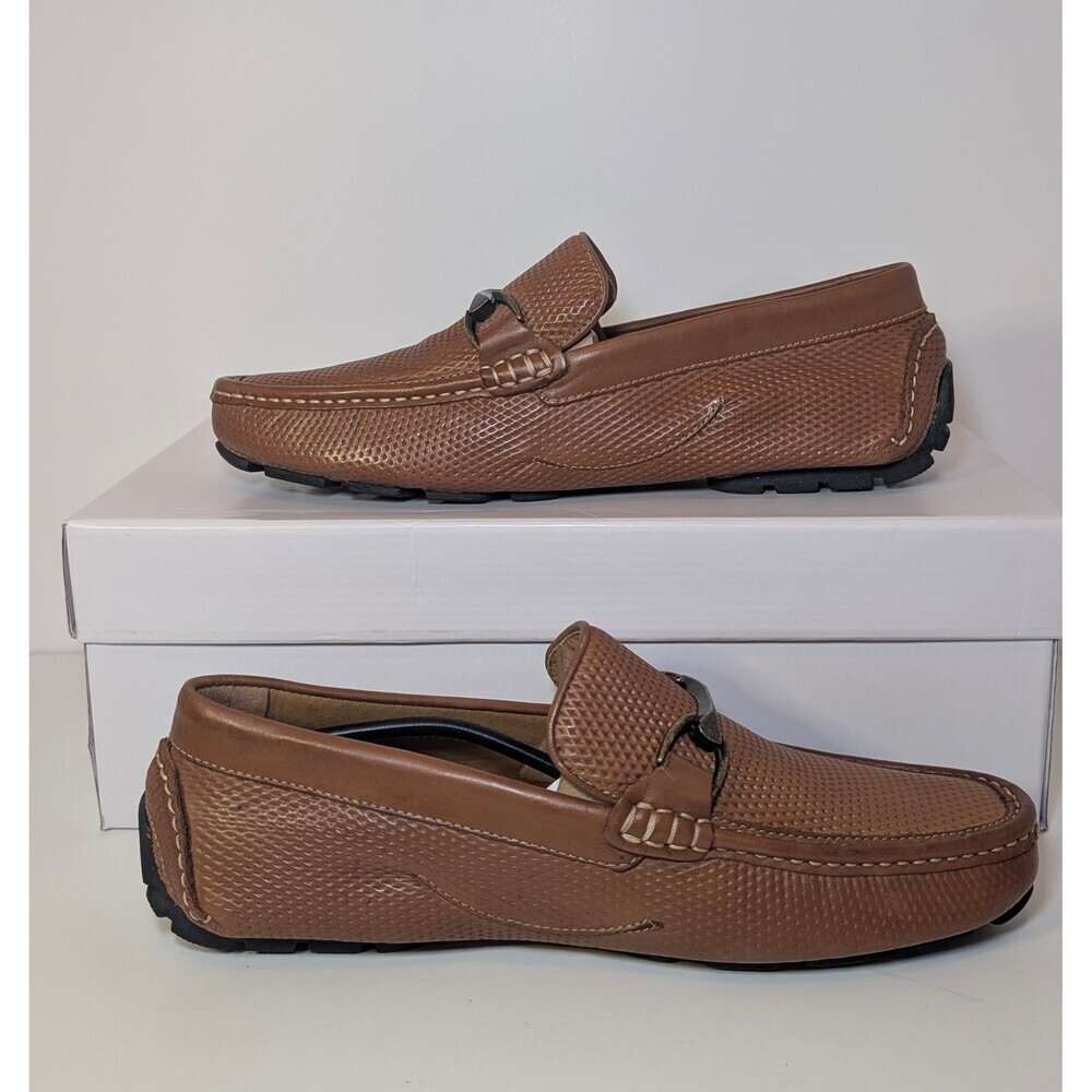 Donald Pilner Men's Dacio Perforated Leather Driving Loafers Brown Size 8.5